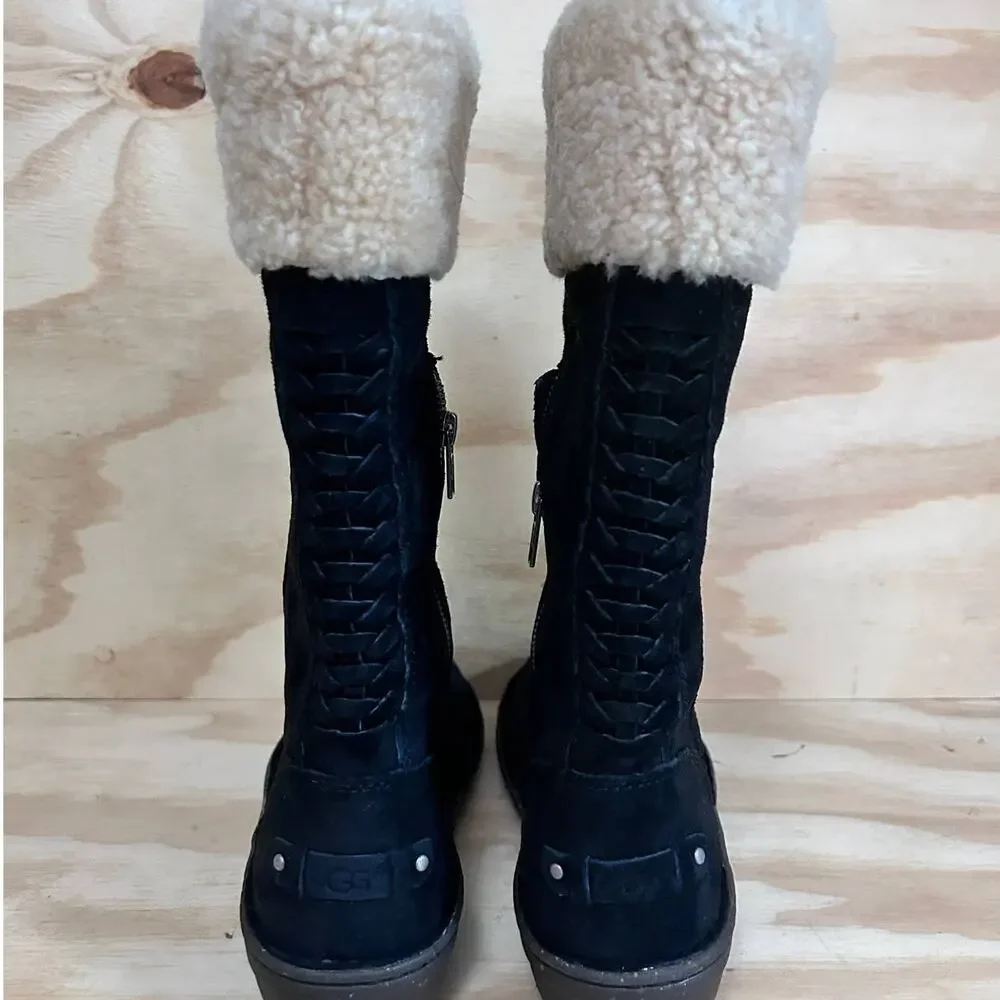 UGG Australia - Karyn Cuff Sheepskin - Boots - Black - Women's - 7 - S/N 1005449